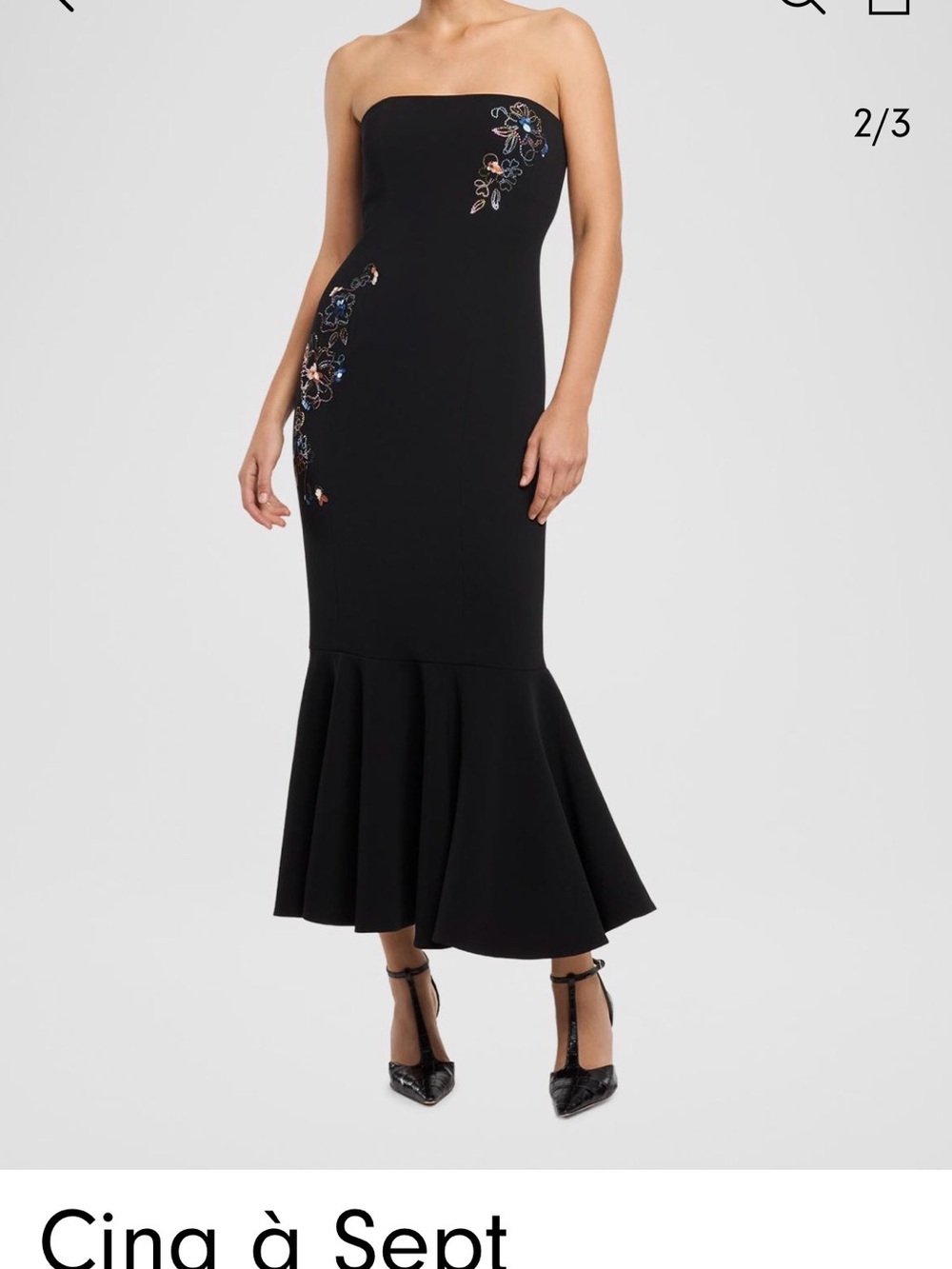 Cinq à Sept Formal Strapless Midi Dress Black Embellished Size 10